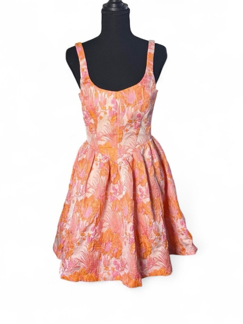 Amanda Uprichard Pink & Orange Mabel Floral Jacquard Mini Dress Size Small NEW